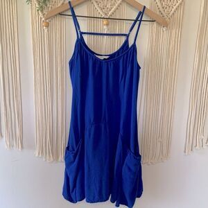 AMERICAN EAGLE Women’s Skater Slip Mini Dress Pockets Blue Size Small